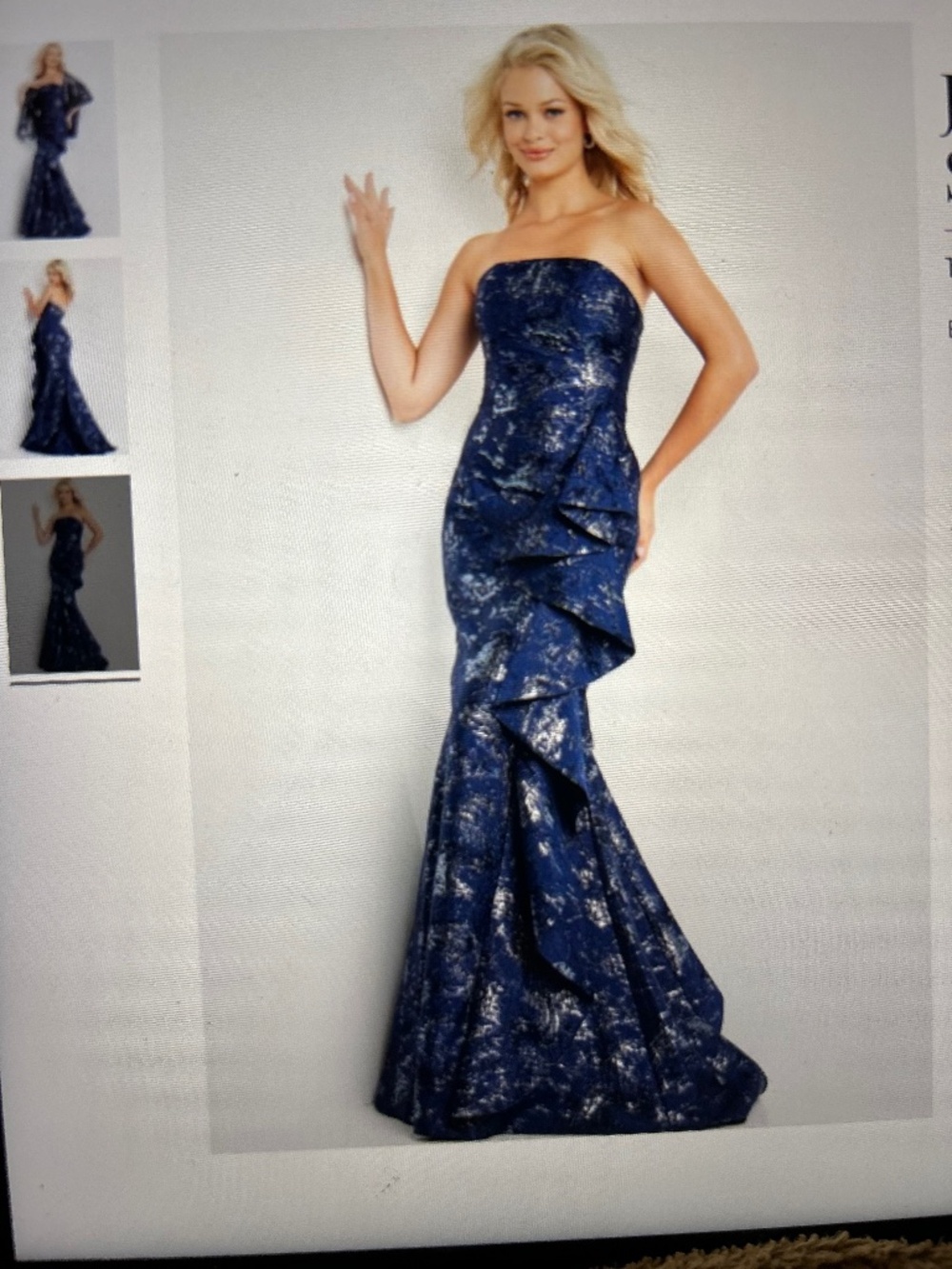 NAVY Jovani Strapless Gown